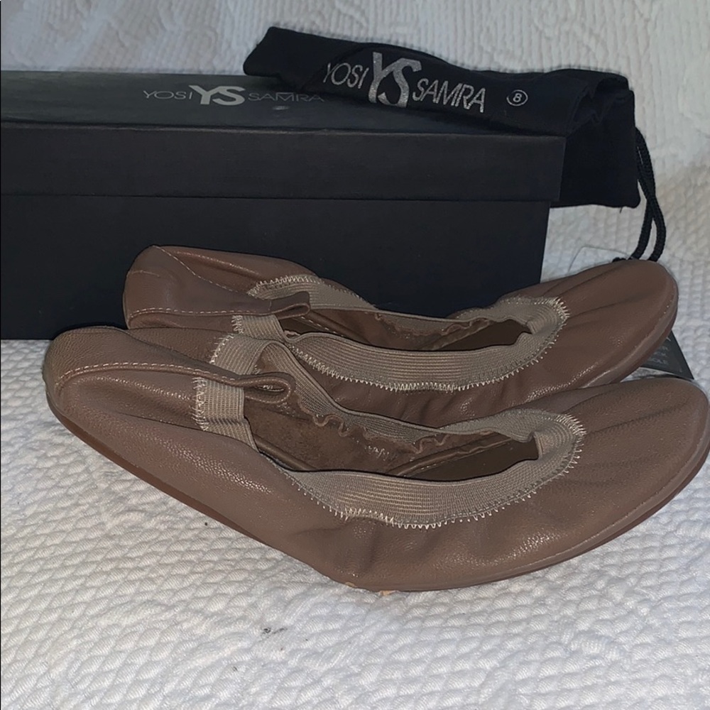 Yosi Samra Sz 8 tan ballet flats